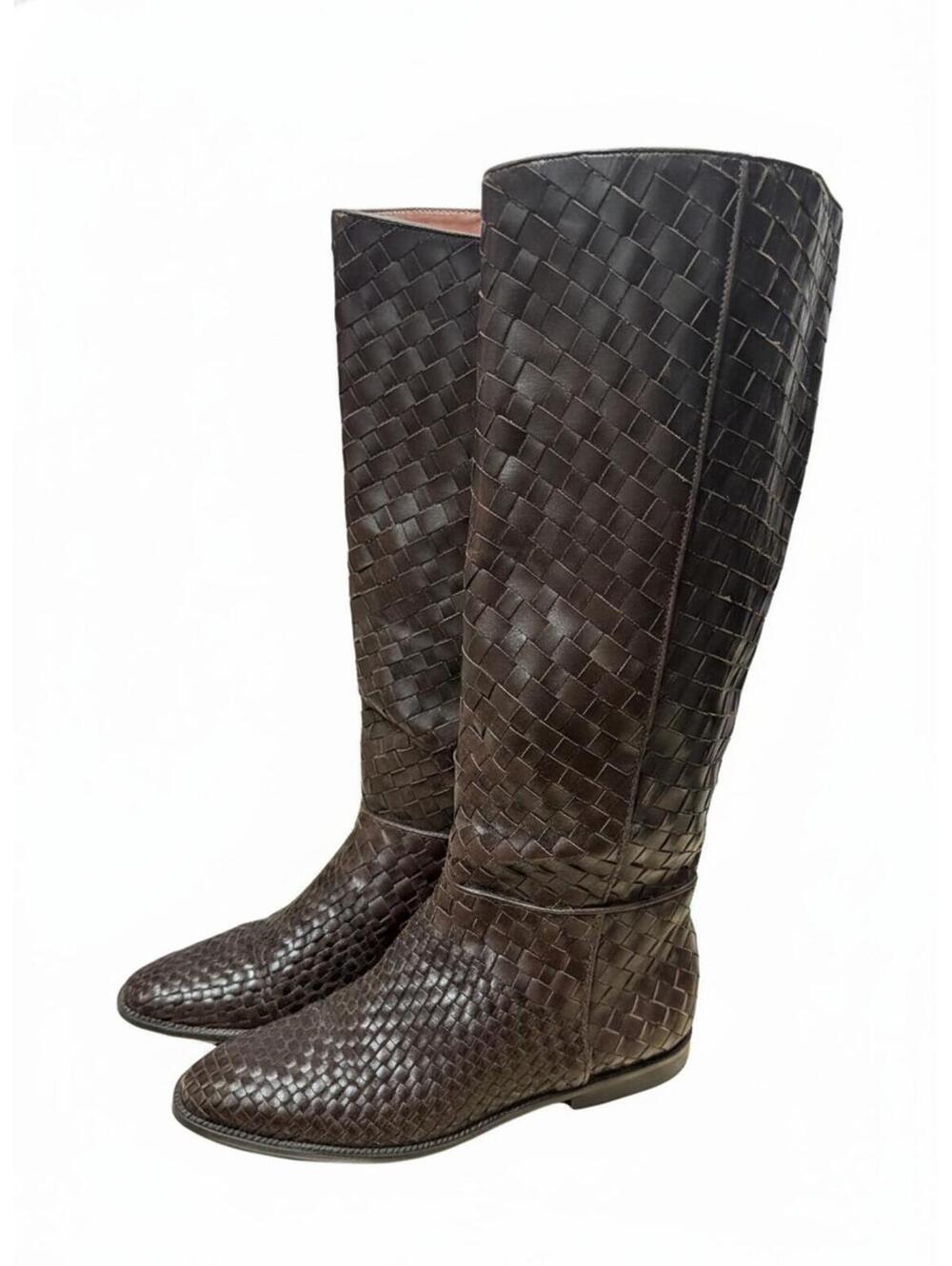Unisa Brazilian Woven Leather Boots Dark Chocolate Brown Size 9